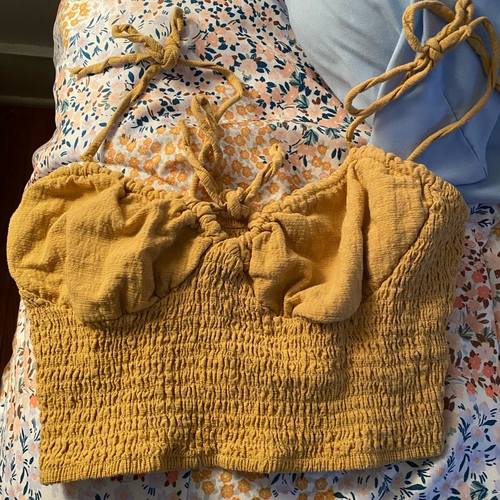 Mustard yellow crop top. Size medium
